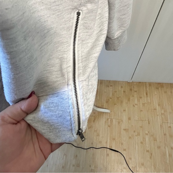 Maurices gray hoodie side zips checked hood lining Size L - Picture 6 of 8